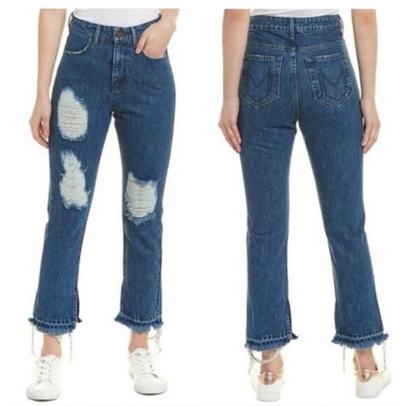 Show Me Your Mumu Brooklyn High Rise Distressed Jeans AnkleSplit Raw Hem Size 29 - Picture 1 of 12
